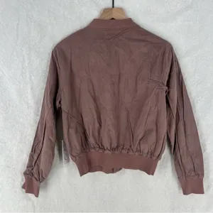 On The Road Mauve Pink Faux Suede Lace Up Zip Front‎ Bomber Jacket thumbnail 9