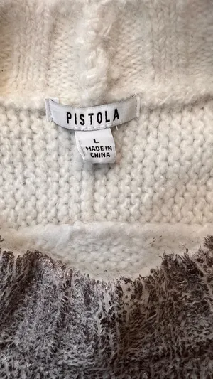 Pistola Llana Metallic Foil Sweater In The Color Silver Frost Size Large thumbnail 6
