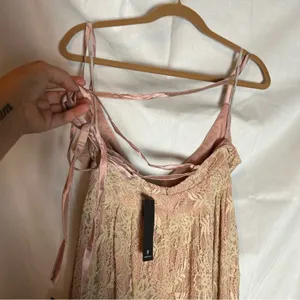 NWT Lulus Stolen Moments Dusty Pink Lace-Up Lace Maxi Dress Size Small‎ thumbnail 6