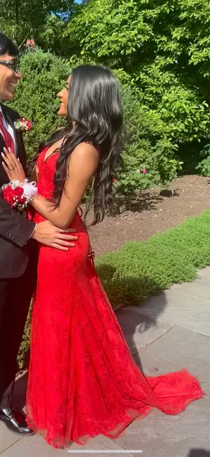 Stacees Red Prom Dress thumbnail 5