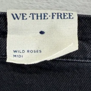 Free People We The Free Black Denim Midi Skirt Front Slit High Rise‎ Size 24 NEW thumbnail 14