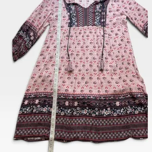 Knox Rose Pink Floral Boho Tassel Tie Long Sleeve Dress Medium thumbnail 7
