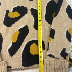 MOTH by anthropologie turtle‎ neck Sweater Animal Print Yellow Black Beige Se thumbnail 4