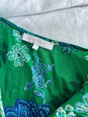 Women’s Green Floral Tie-Front Peplum Top thumbnail 2