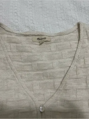 Madewell Sleeveless V-Neck Cropped Tank Top Vest in Creamy White Sz L thumbnail 4