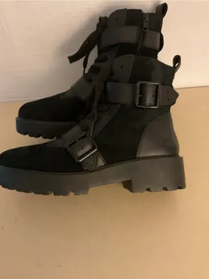 UGG Women's Black leather suede platform combat waterproof boots US 9 thumbnail 4