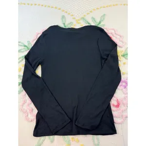 Madewell Black Ribbed Long Sleeve Crew‎ Neck Top XL New with Tags NWT thumbnail 7