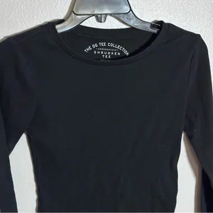 Aeropostale Women Black OG Tee Collection Shrunken Tee Long Sleeve size‎ Small thumbnail 3