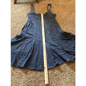 Vtg Ralph Lauren Jeans Company Midi Dress Sz 16 Blue Denim Trumpet Gored Western thumbnail 7