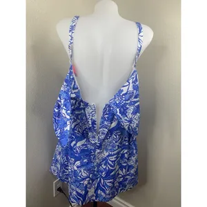 Lilly Pulitzer Haylan Cotton Dress Blue Tang Flocking Fabulous Fit Flare Sz 0 thumbnail 6