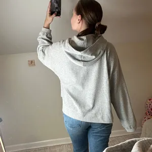 Aerie: Gray Soft Ribbed Hoodie thumbnail 2