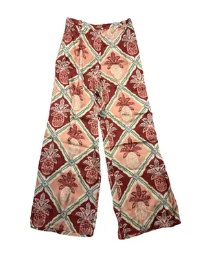 ✨🍍 FARM Rio x Anthropologie Pineapple Satin Wide Leg Pants Size‎ Medium 🍍✨ thumbnail 2