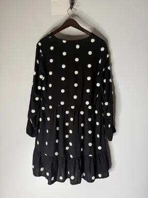 Zara Black and White‎ Polka Dot Dress Sz Medium thumbnail 2