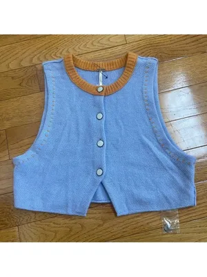 Free People Sammi Cashmere Sweater Vest Waistcoat V-neck Sz S Clueless Academia thumbnail 6