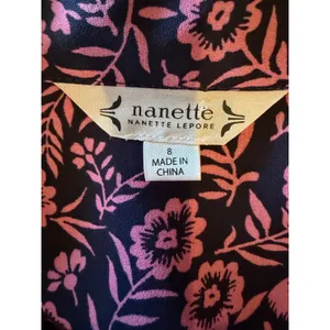 Nanette Lepore Floral Midi Dress Women 8 Navy Blue Pink Long‎ Sleeve Belted Boho thumbnail 10