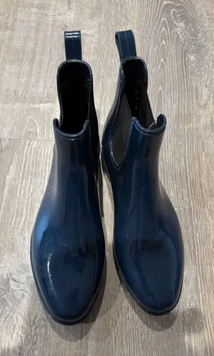SO Rain Boots Chelsea Ankle Pull On‎ Waterproof Navy Blue Women's Sz 7 thumbnail 1