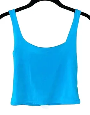 Bright Blue Sleeveless Crop Tank Top Summer‎ Basic Stretch Fitted F65 thumbnail 1