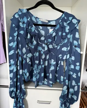 Abercrombie Blue Ruffle Top thumbnail 1
