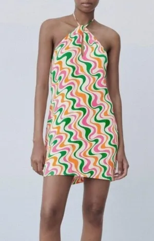 Satin Effect Print Dress thumbnail 2