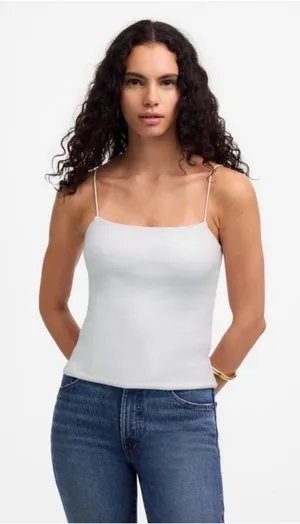 NWT Madewell White Squareneck Tank Top - Size: Medium thumbnail 1