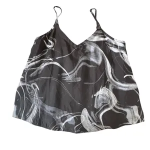 Athleta Calm Cool Cami Cupro Silk Black White Marble Swirl Tank Top Small S Yoga thumbnail 1