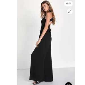 Lulus Trendy Aesthetic Black Smocked Tie Back Wide Leg Jumpsuit thumbnail 2