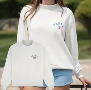 Parke Flag Graphic Mockneck Sweatshirt Varsity Pullover Heather Grey L/XL thumbnail 3