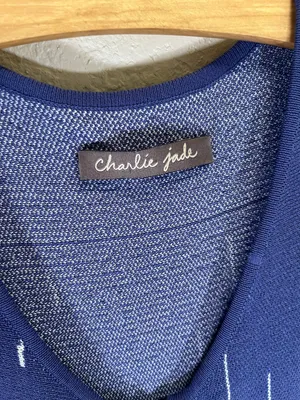 Anthropologie charlie jade Royal Blue & White Zip-Front Knit Dress size XS? thumbnail 2