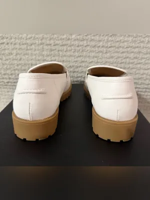 Cushionare Memory foam White Loafers with Gold Bit Detail thumbnail 3