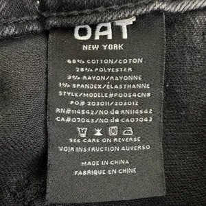 OAT New York Wide Leg Jeans Womens 4/27 Black High Rise Patch Pocket Raw Hem thumbnail 9