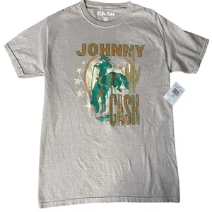 Johnny Cash Western Cowboy Graphic T-Shirt Women's‎ XS Grey Cotton thumbnail 2