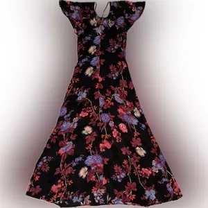NWOT REISS Leni Floral Flutter Sleeve Midi Dress Black Size 2 thumbnail 8