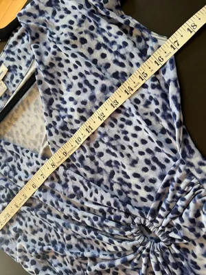 Tommy Bahama "Clara Lovely Leo" Faux-Wrap Dress Blue Animal Print Size XS thumbnail 7