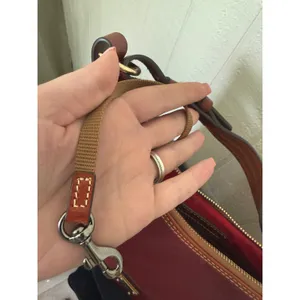 Dooney & Bourke Pebble Grain Leather Hobo Shoulder Bag Burgundy Wine Tan Trim thumbnail 9