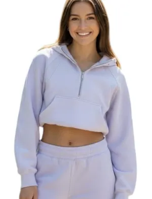 Lululemon Hoodie Womens Size XS/SM Lavender Scuba Cropped 1/2 Zip Pullover thumbnail 1