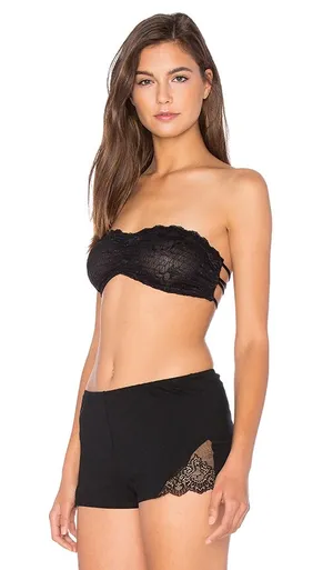 NWT $20 Free People Black Essential Lace Side-Boning Pullover Bandeau XS thumbnail 4