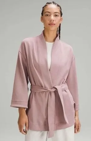 Lululemon Ribbed Softstreme Belted Wrap Robe Size 4 Twilight Rose Pink Cardigan thumbnail 1