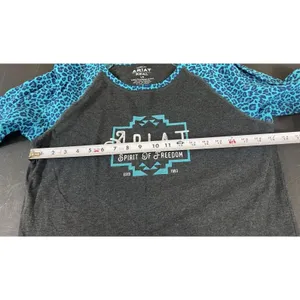 Ariat Women’s L Gray Blue Leopard Print 3/4 Sleeve Western Logo NWT Classic Fit thumbnail 9