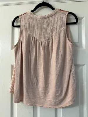 KNOX ROSE Blush Pink Embroidered Gauze Top Blouse Shirt Size XS thumbnail 5