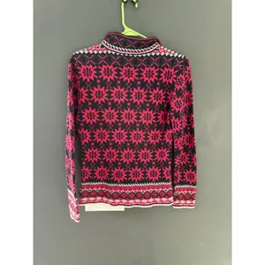 Obermeyer Womens Pink Black Snowflake‎ Fair Isle Wool Blend 1/4 Zip Sweater S thumbnail 4