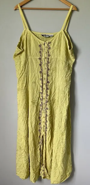 Henna Vintage Embroidered Boho Max Dress Sleeveless 100% Rayon Women's Size 1X thumbnail 1