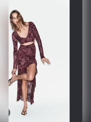 Zara ASYMMETRIC FLOCKED TULLE CUT OUT DRESS thumbnail 3