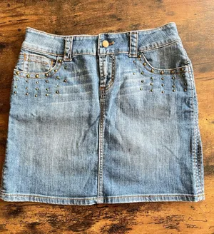 •Cache denim studded mini skirt• Size 4 thumbnail 1