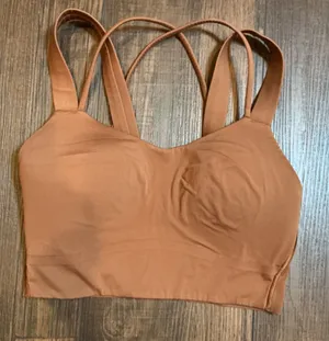 Lululemon Like a Cloud Longline Bra Brown Strappy Back Size 4 Yoga Workout thumbnail 1