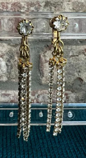 Rhinestone waterfall clip on Earrings thumbnail 1