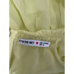 Lucy In The Sky Yellow Tiered Chiffon Maxi Dress Tie Front Cutout Back Small NEW thumbnail 3