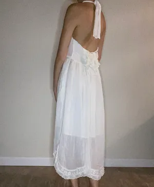Free People New Romantics collection dainty lace halter tie white dress S thumbnail 6