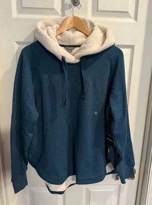 Eddie Bauer Sherpa Lined Hoodie Teal Blue Women’s Size Large Pullover thumbnail 1