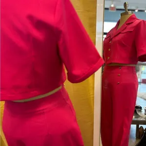 Hot Pink‎ Cropped Short Sleeve Blazer Top with Silver Snap Buttons Size M thumbnail 6