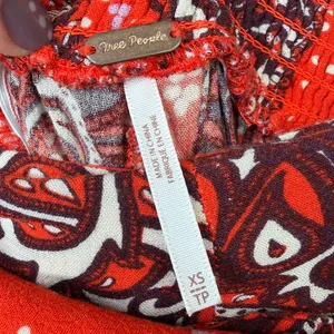 Free People Double Trouble Tiger Lily Combo Red Paisley Boho Tie Wide Leg Pants thumbnail 8
